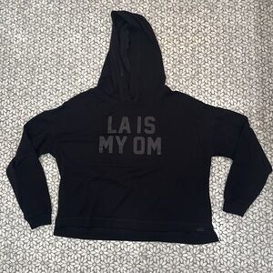 Women's Alo Yoga Pullover Hoodie "LA is My Om" in Black, Size L